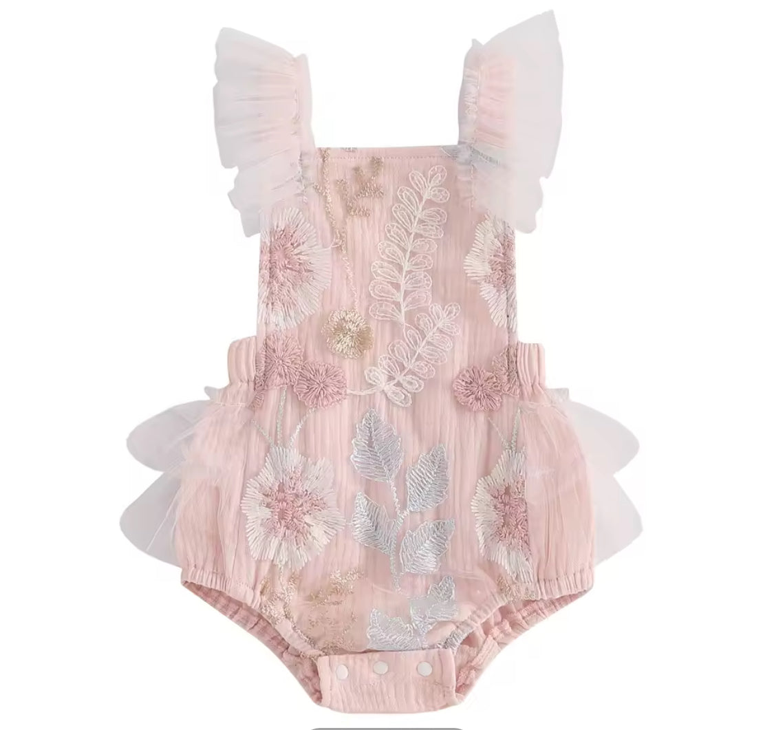 Pink Floral Romper