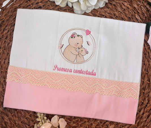 Pañito pink baby bear