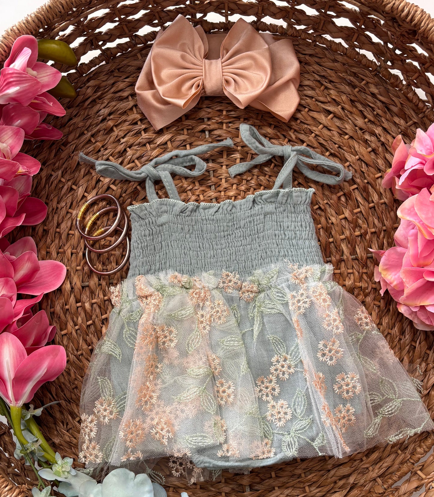 Sage baby dress