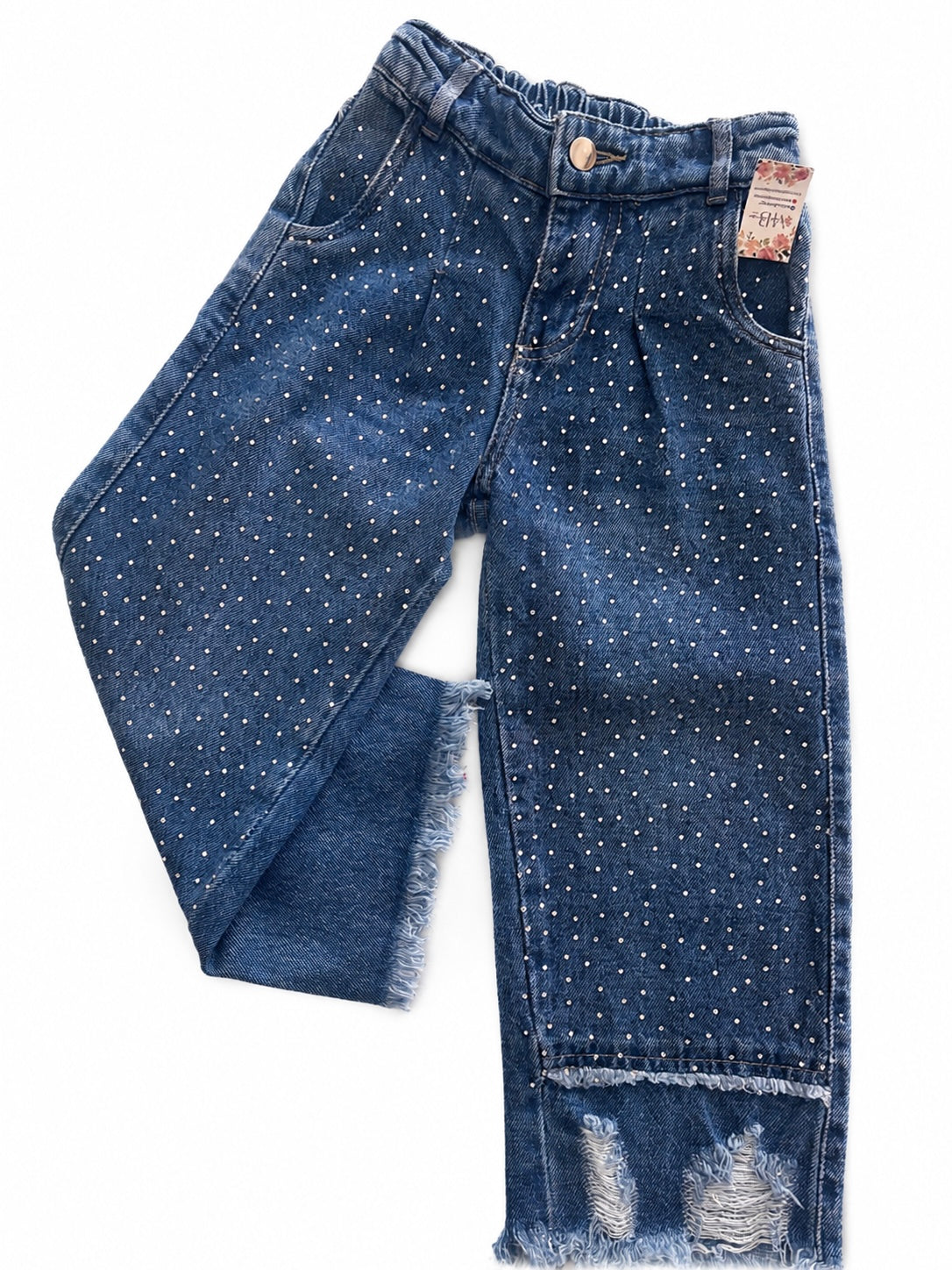 Dark wash rhinestone denim