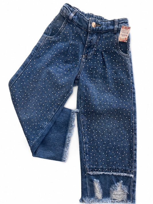 Dark wash rhinestone denim