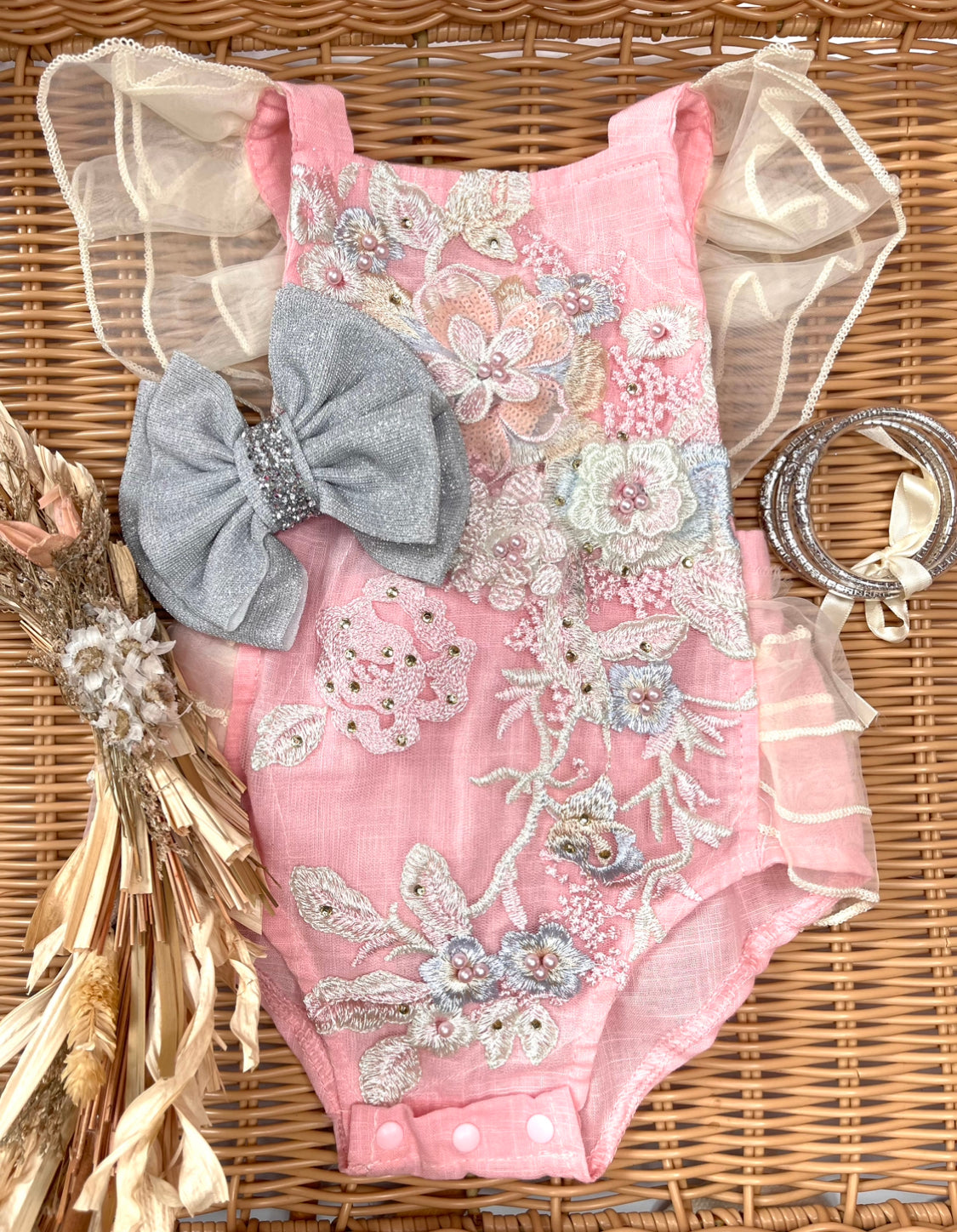 FLORAL PEACH ROMPER